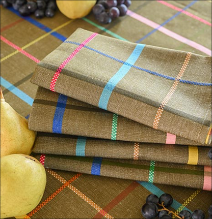 cotton linen tablecloth khaki checked