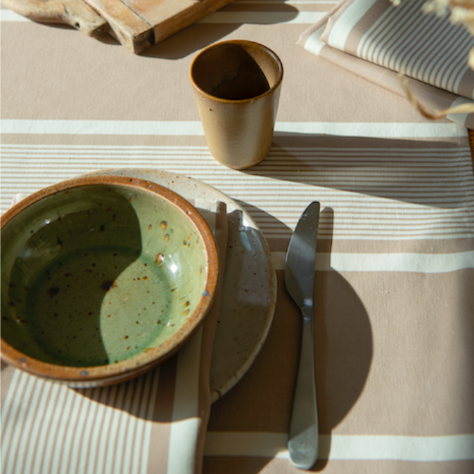 placemats Yvonne taupe wit