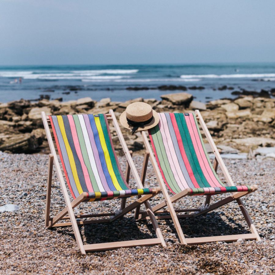 strandstoel Eugenie roze-groen