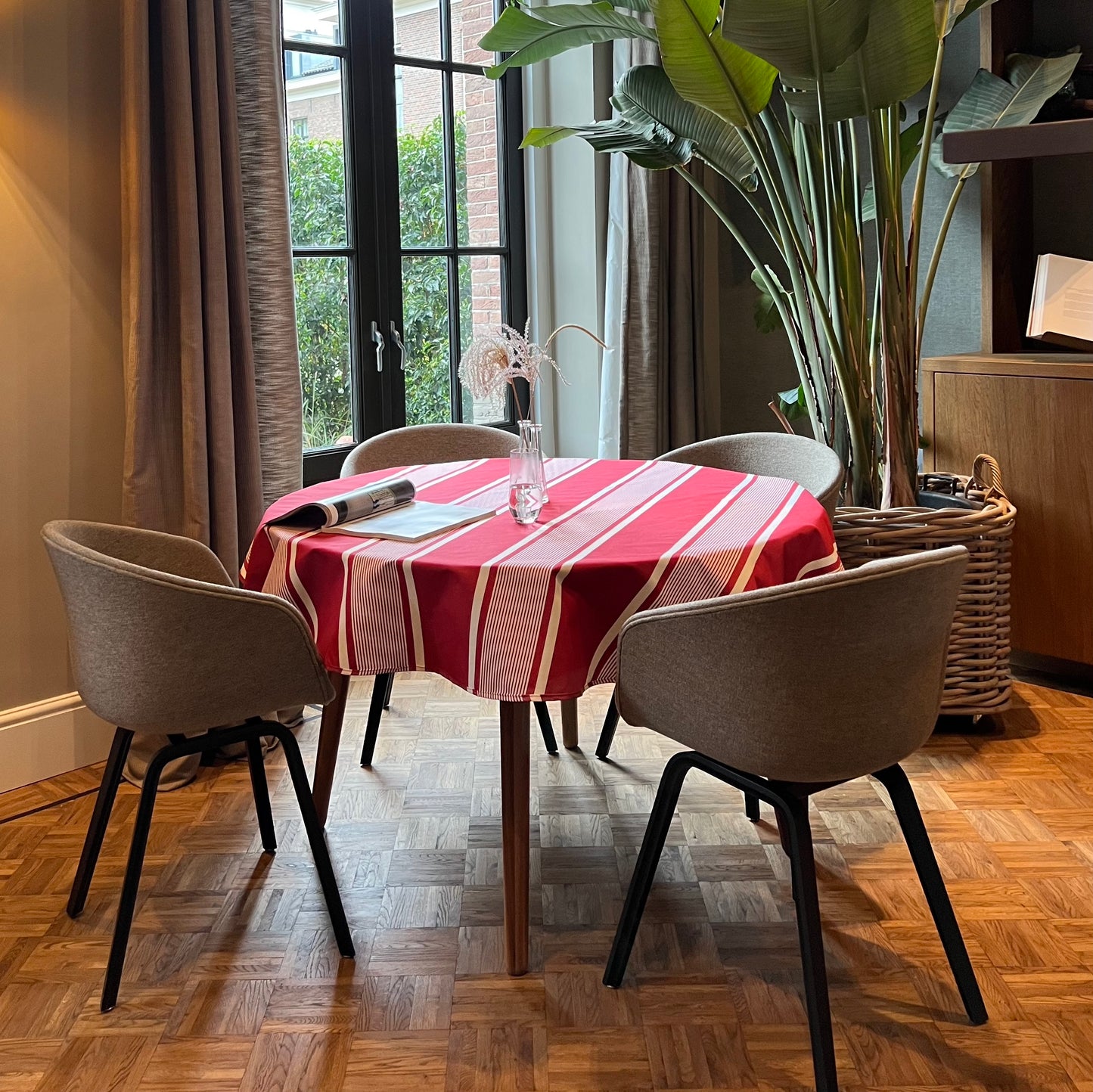 cotton linen fabric Yvonne red with coating