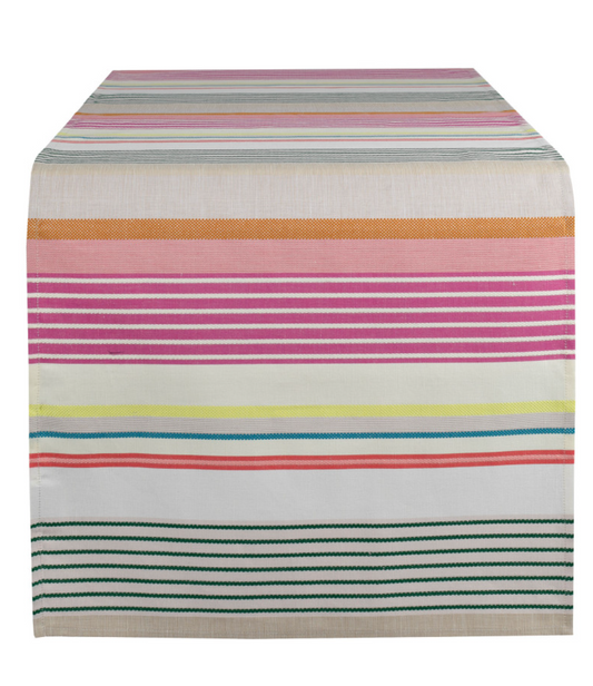 tafelloper Pierre wit gestreept katoen-linnen