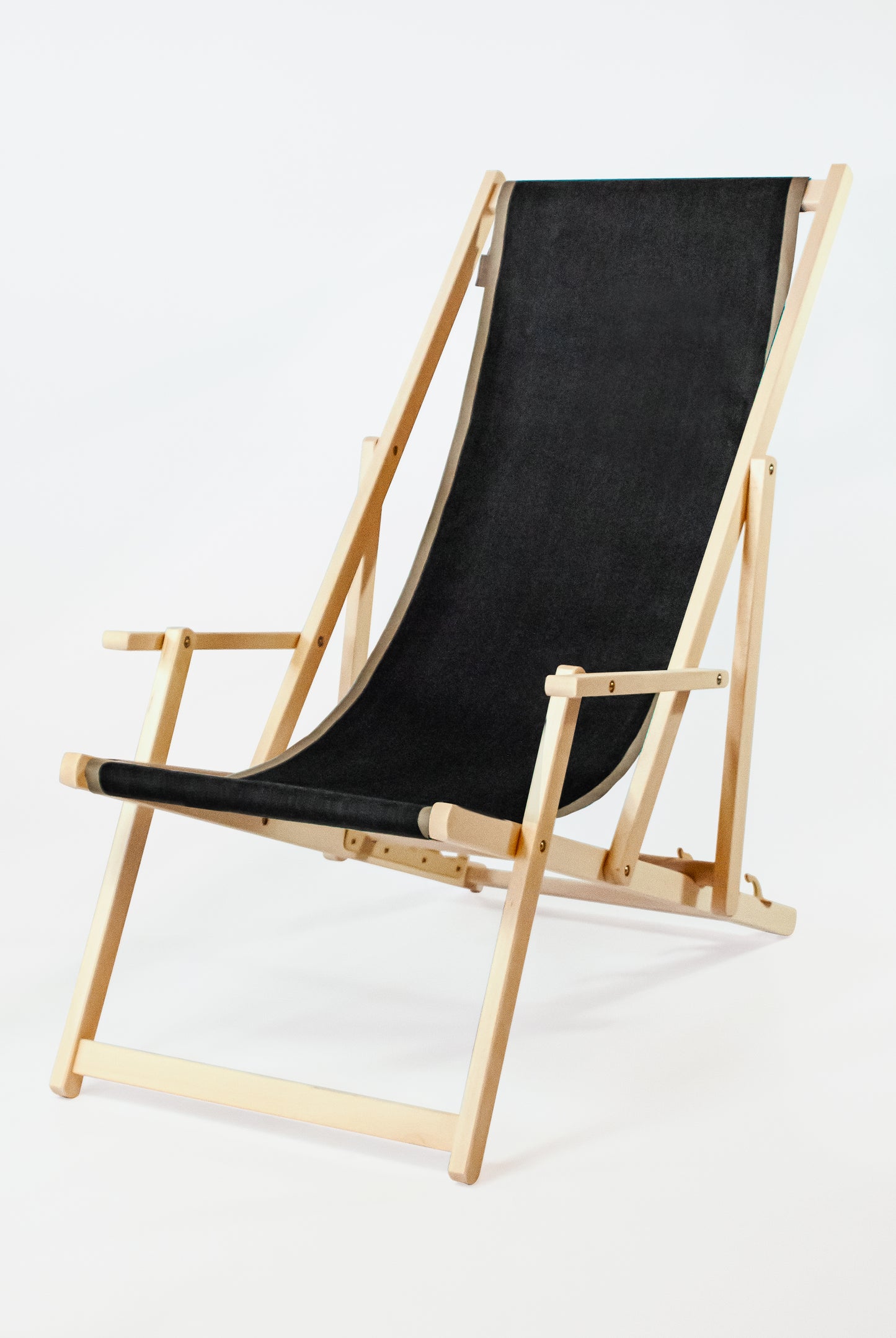 strandstoel met armleuning zwart
