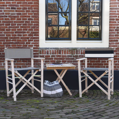 Bistro set taupe; 2 director's chairs &amp; a table