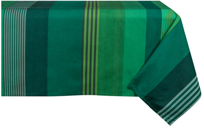 Round tablecloth cotton Chiberta green striped