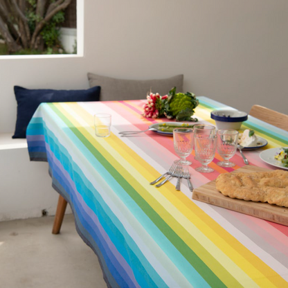 Round tablecloth made of multicolored coated cotton Marquises