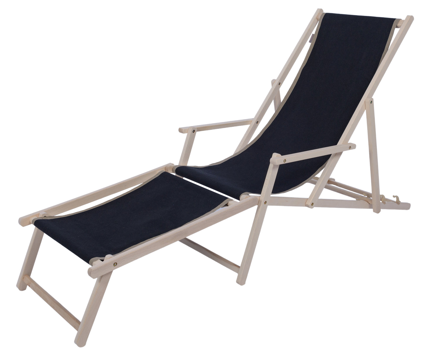 Strandstoel met voetensteun Zwart