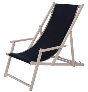 Strandstoel met voetensteun Zwart