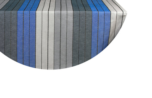 Round tablecloth linen-cotton eugenie blue gray