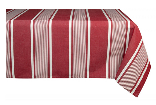 cotton linen tablecloth Yvonne red white