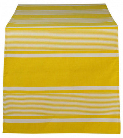 Washable table runner Yvonne yellow white